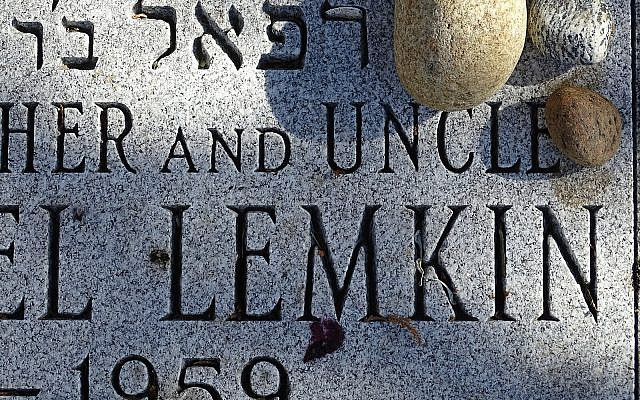 Photo: Detail of Gravestone of Raphael Lemkin at Mount Hebron Cemetery --Queens, NY.  (Source: Creative Commons).