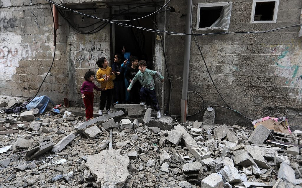 'Jews and Palestinians are not going anywhere' (Photo captioned 'Palestinians inspect their destroyed house after an Israeli air strike in the city of Rafah in the southern Gaza Strip, January 14, 2024' via Shutterstock)