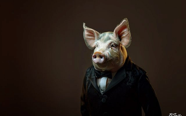 "Pig in Tux" (AI image by author)