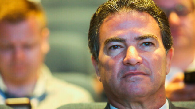 Head of the Mossad Yossi Cohen speaks at a Cyber confrence at the Tel Aviv University on June 24, 2019. Photo by Flash90 *** Local Caption ***
