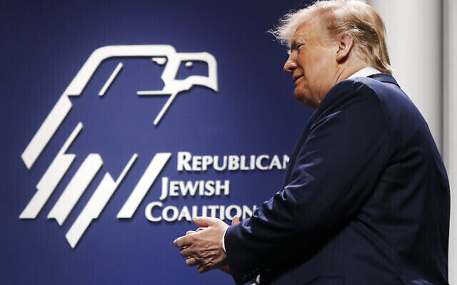 President Donald Trump arrives to speak at the Republican Jewish Coalition's annual leadership meeting, Saturday April 6, 2019, in Las Vegas. (AP Photo/Jacquelyn Martin)