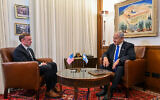 تصویر: بنیامین نتانیاهو نخست وزیر، راست، در ملاقات با جیک سولیوان مشاور امنیت ملی ایالات متحده در اورشلیم، ۱۹ ژانویهٔ ۲۰۲۳. (Kobi Gideon/GPO)