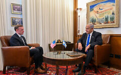 تصویر: بنیامین نتانیاهو نخست وزیر، راست، در ملاقات با جیک سولیوان مشاور امنیت ملی ایالات متحده در اورشلیم، ۱۹ ژانویهٔ ۲۰۲۳. (Kobi Gideon/GPO)