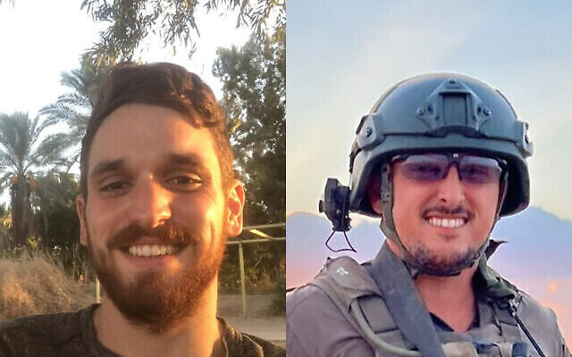 تصویر: (افسر ذخیره) سرگروهبان گال مئر آیزنکوت (چپ) و (افسر ذخیره) گروهبان یکم جاناتان دیوید دیتش که در ۷ دسامبر ۲۰۲۳ در نوار غزه کشته شدند. (Courtesy)