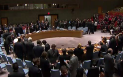Le Conseil de sécurité des Nations unies, le 23 décembre 2016. (Crédit : capture d'écran ONU)