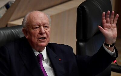 Le maire de Marseille Jean-Claude Gaudin lors de son dernier conseil municipal, le 27 janvier 2020, à la mairie de Marseille. (Crédit : GERARD JULIEN / AFP)