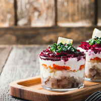 La salade chouba, ou hareng en fourrure.(Rachel Ringler/ via JTA)