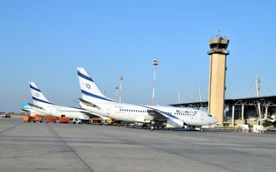 Des avions El Al à l'aéroport Ben Gourion (Crédit: Shay Levi/Flash90)