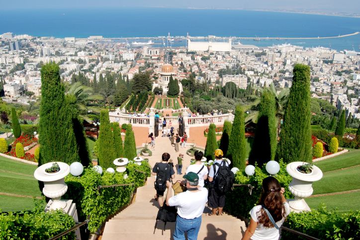 Terraces of the Bahai Faith, overlooking Haifa and the coast (photo credit: Oren Fixler / Flash90)