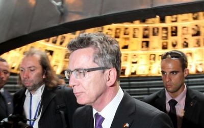 Germany's defense minister Dr. Thomas de Maiziere during a recent visit to Israel (photo credit: Kobi Gideon/Flash90)