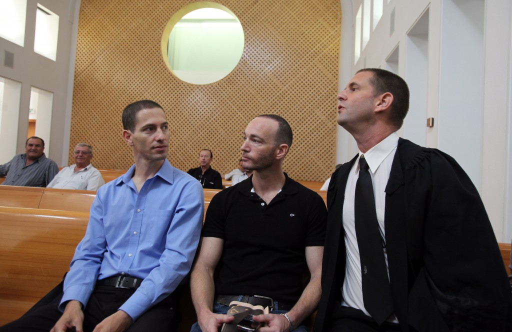 Itai Pinkas and Yoav Arad, a gay couple who petitioned to the Supreme Court requesting to have a baby through a surrogate mother (photo credit: Yossi Zamir/Flash90)