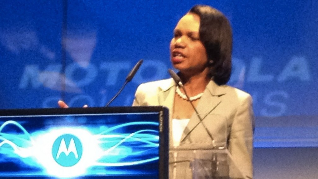 Former US Secretary of State Condoleezza Rice speaking in Israel (Courtesy)