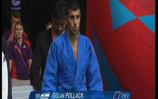 Israeli judoka Golan Pollack at the 2012 Olympic Games. (photo credit: Image capture from Channel 1)