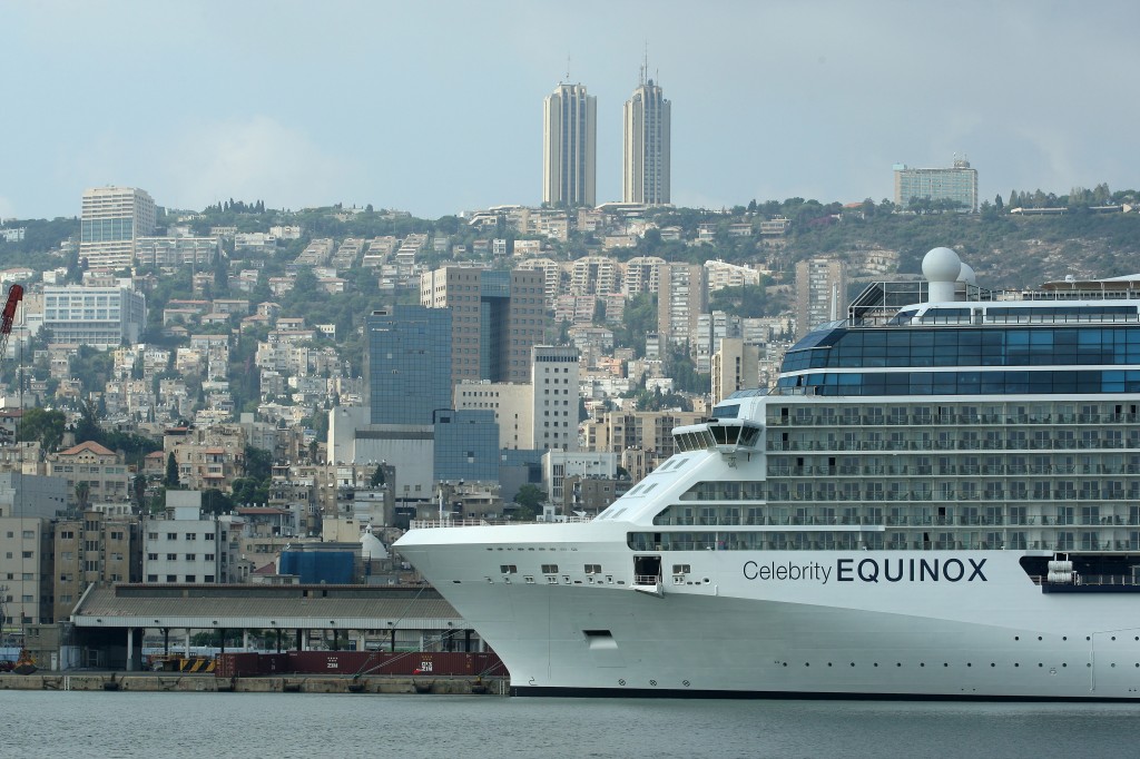 A cruise ship in the Haifa port (illustrative photo credit: Moshe Shai/Flash90)