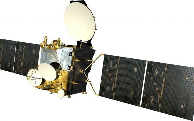 Illustration du satellite Amos-3. (Crédit : Spacecom via Tsahi Ben-Ami /flash90)