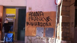 Un graffiti antisémite dans le district de Rome, 25 janvier 2014. (Crédit : Yuri Bugli/Facebook)