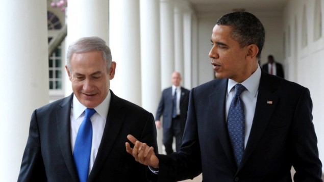 Le Premier ministre Benjamin Netanyahu et le président américain Barack Obama l'année dernière à la Maison Blanche (Crédit : Amos Ben Gershom/GPO/FLASH90) 