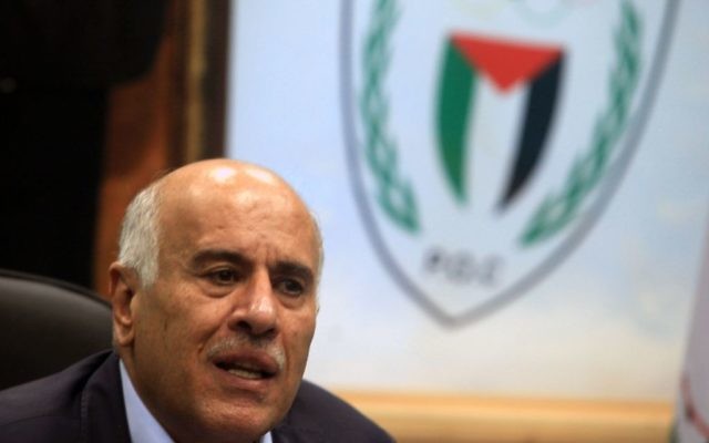 Jibril Rajoub, responsable du Fatah, à Ramallah le 12 février 2014. (Crédit : Nati Shohat/Flash90)