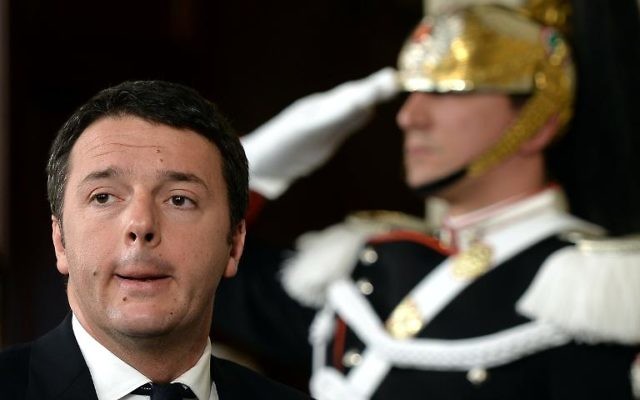 Matteo Renzi, le 17 février 2014 au Palais Quirinal, à Rome (Crédit : AFP Filippo Monteforte)