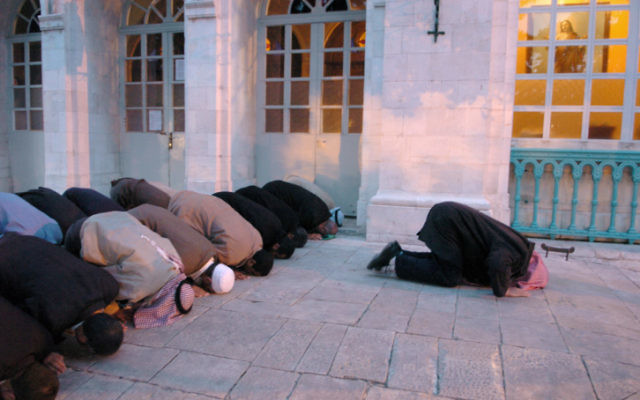 Photo illustrative montrant des musulmans lors de la prière. (Crédit : Yossi Zamir/Flash90)