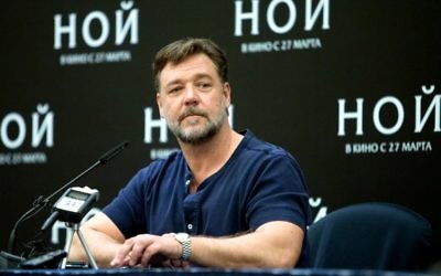 L'acteur néo-zélandais Russell Crowe à une conférence de presse à Moscou le 17 mars 2014 (Crédit : Yury Samolygo/AFP)