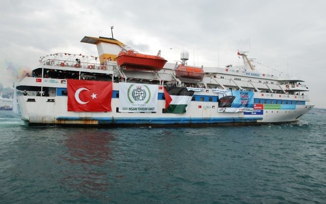 Le Mavi Marmara, navire turc participant à la flottille pour Gaza, visant à briser le blocus maritime imposé par Israël, en mai 2010. (Crédit : CC BY Free Gaza Mouvement/Flickr)