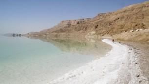 Rivage salé sur la mer Morte (Crédit : Ian et Wendy Sewell/Wikimedia commons)