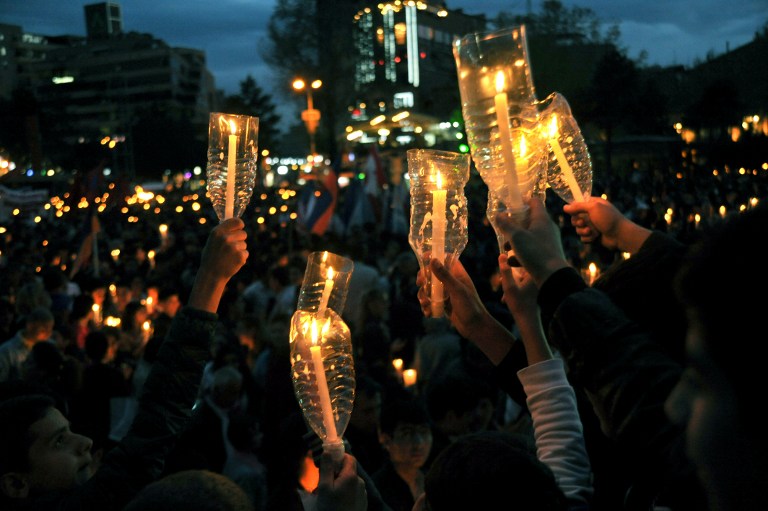Commémoration du génocide arménien (Crédit : Karen Minazyan/AFP)