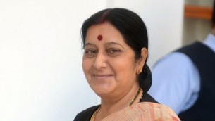 Sushma Swaraj, ministre des Affaires étrangères indienne (Crédit : AFP PHOTO/RAVEENDRAN)