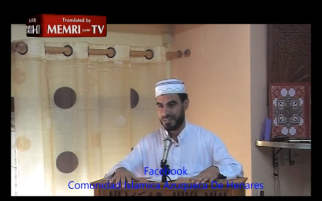 Capture d’écran MEMRI - Imam espagnol qui prononce un discours de haine contre les Juifs et les sionistes
