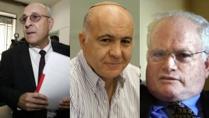 Yitzhak Molcho (à gauche), chef du Shin Bet, Yoram Cohen (au centre) et Amos Gilad (à droite), trois des envoyés du Premier ministre aux pourparlers de cessez-le-feu au Caire (Crédit : Michal Fattal, Yossi Zamir / Flash90) 