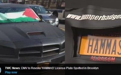 La voiture avec la plaque "HAMMAS" à New York (Crédit : Capture d'écran NY1)
