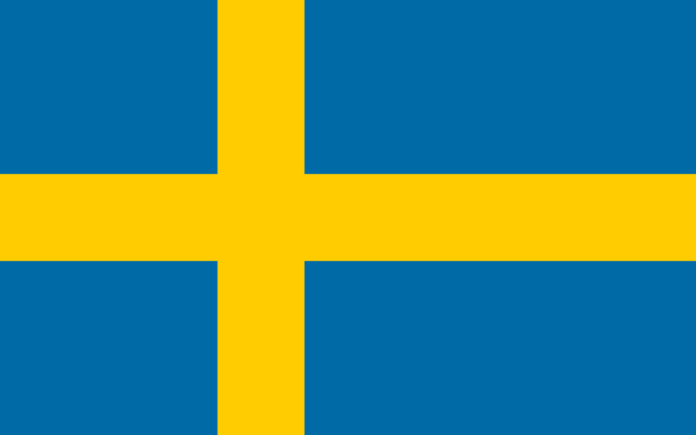 Drapeau du royaume de Suède (Crédit : domaine public/Wikimedia communs)