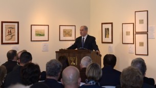 Benjamin Netanyahu au mémorial de Yad Vashem - 27 janvier 2015 (Crédit : Haim Zach/GPO)