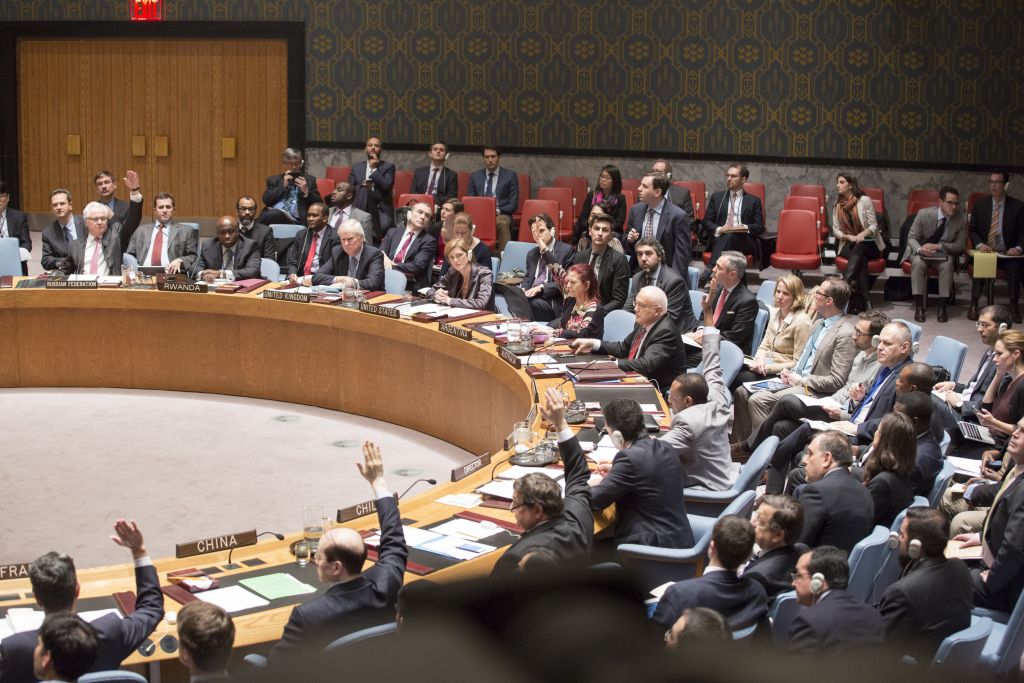 Le vote au Conseil de sécurité de l'ONU sur une résolution en faveur d'un Etat palestinien, le 30 décembre 2014. La résolution a été rejetée (Crédit : ONU / Evan Schneider). 