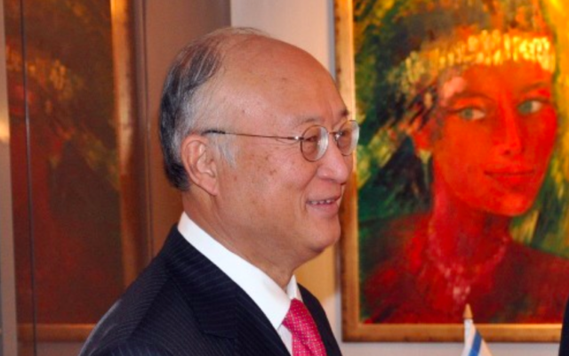 Yukiya Amano, le  directeur de l'AIEA, à Davos en janvier 2013. (Crédit : GPO/Flash90)