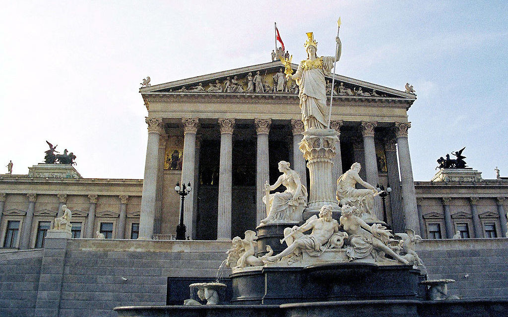 Façade du bâtiment du Parlement autrichien à Vienne (Crédit : Manfred Werner / Tsui -  CC BY SA 3.0)