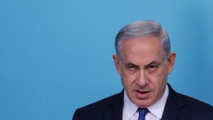 Benjamin Netanyahu - 1er avril 2015 (Crédit : Alex Kolomoisky, Pool)