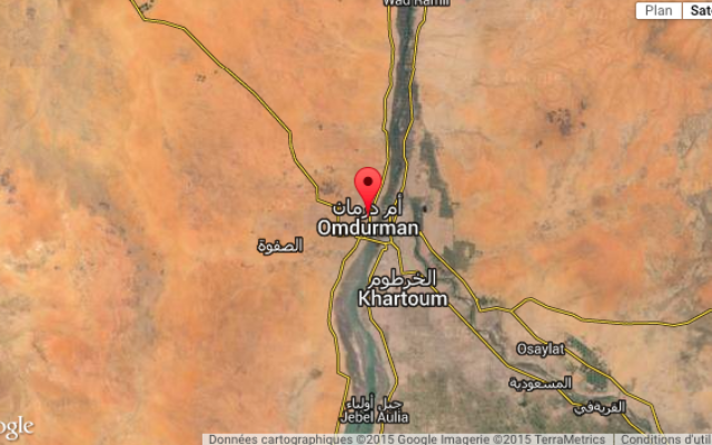 La géolocalisation de l'endroit de la frappe qui se serait produite  au Soudan