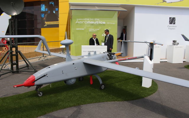 Le drone Aerostar de Aeronautics Ltd (Crédit : Times of Israël Staff)