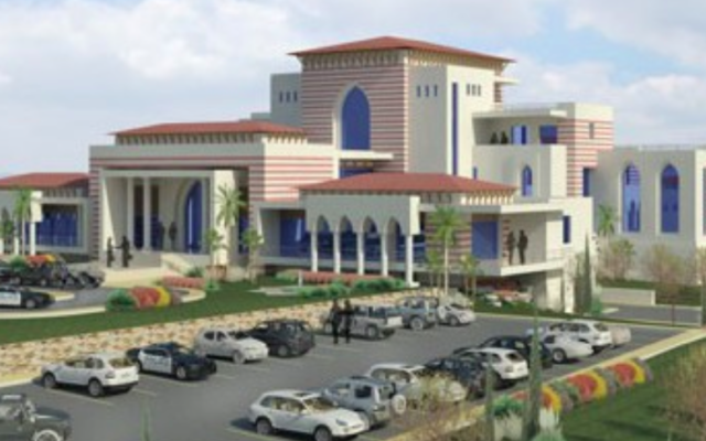 Le palais présidentiel qui devrait être construit  près de Ramallah, dans une image générée par ordinateur sur le site du PECDAR, le Conseil économique palestinien pour le développement et la reconstruction. Illustration. (Crédit : capture d'écran)
