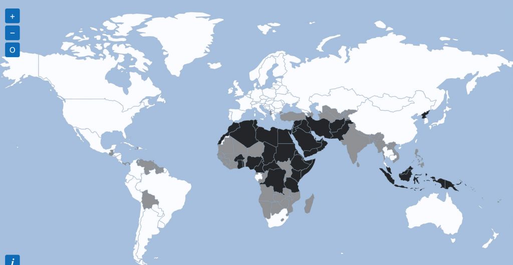 La carte de Hiddush de la liberté de religion (Crédit : Capture d'écran)