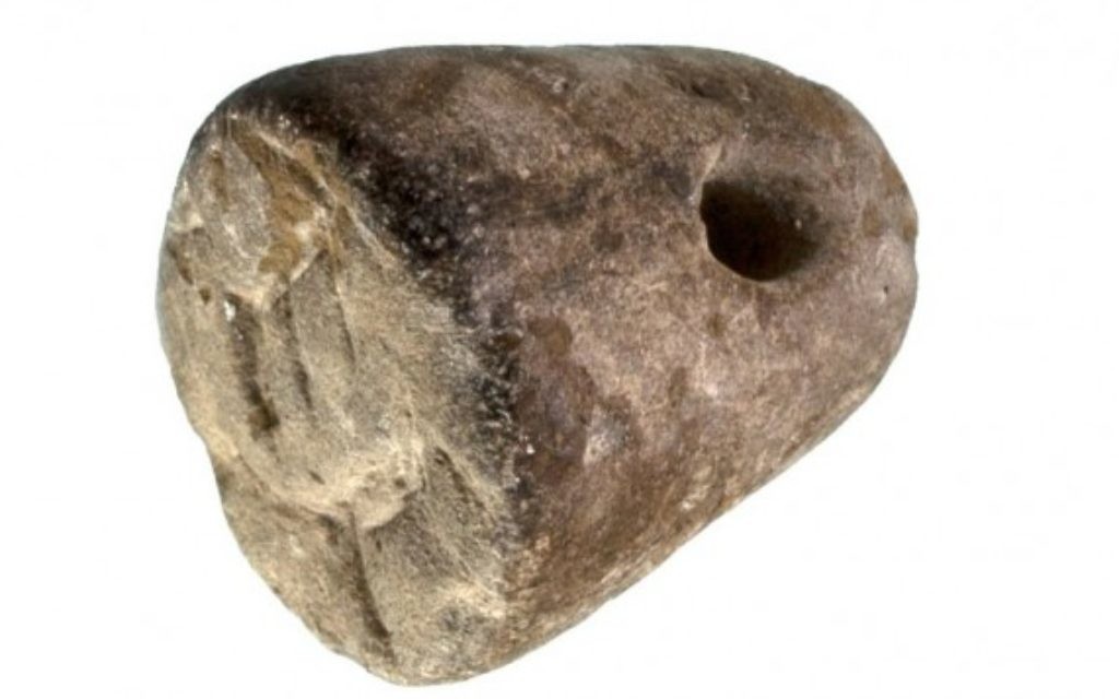 Un joint d'étanchéité en forme de cône trouvé au Mont du Temple, qui remonterait au 10e siècle avant notre ère (Crédit : Zachi Dvira, Projet Sifting Mont du Temple)