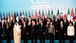 Les dirigeants au sommet du G20, le 15 novembre ,2015 à Antalya. (Crédit : AFP PHOTO / OZAN KOSE)
