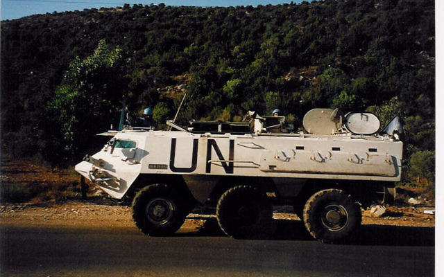 Un véhicule de la FINUL au Liban, le 30 novembre 2005. Illustration. (Crédit : CC BY SA 3.0/Wikimedia Commons)