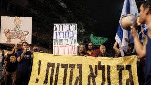 Des milliers d'Israéliens manifestent contre l'accord sur le gaz naturel, dans le centre de Tel Aviv, le 7 novembre, 2015. (Crédit : Tomer Neuberg / Flash90)