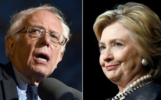 Montage de photos d'archives montrant les candidats démocrates à la présidentielle américaine Bernie Sanders (g) le 31 mars 2016 et Hillary Clinton le 30 mars 2016 (Crédit : AFP / PHOTO DESK)