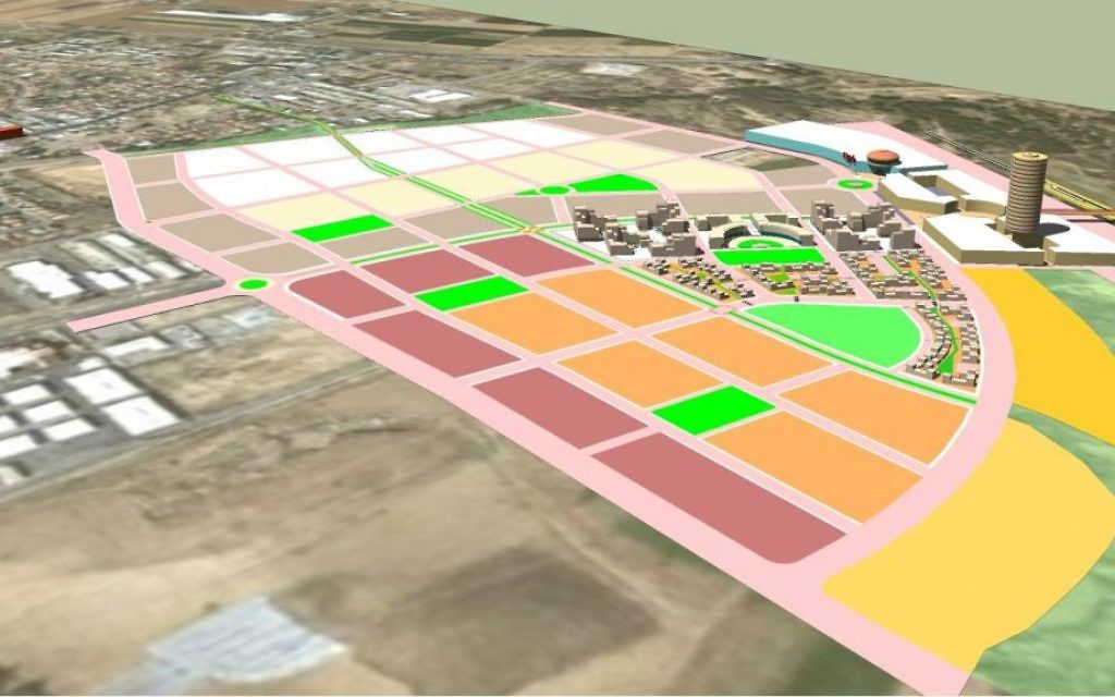 Une tentative de plans pour le quartier Noah, dans la petite ville de Ofakim dans le nord du Néguev (Crédit : autorisation)