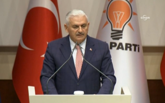 Binali Yildirim, le Premier ministre turc. (Crédit : capture d'écran AFP/chan)