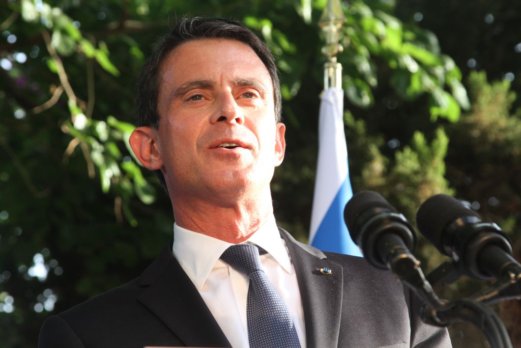 Manuel Valls, le 22 mai à Tel Aviv (Crédit : Marine Crouzet/ Ambassade de France en Israel)